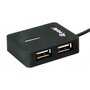 Equip 128952, 4-port Travel USB Hub, USB 2.0, 480 Mbit/s, Plastic, Black